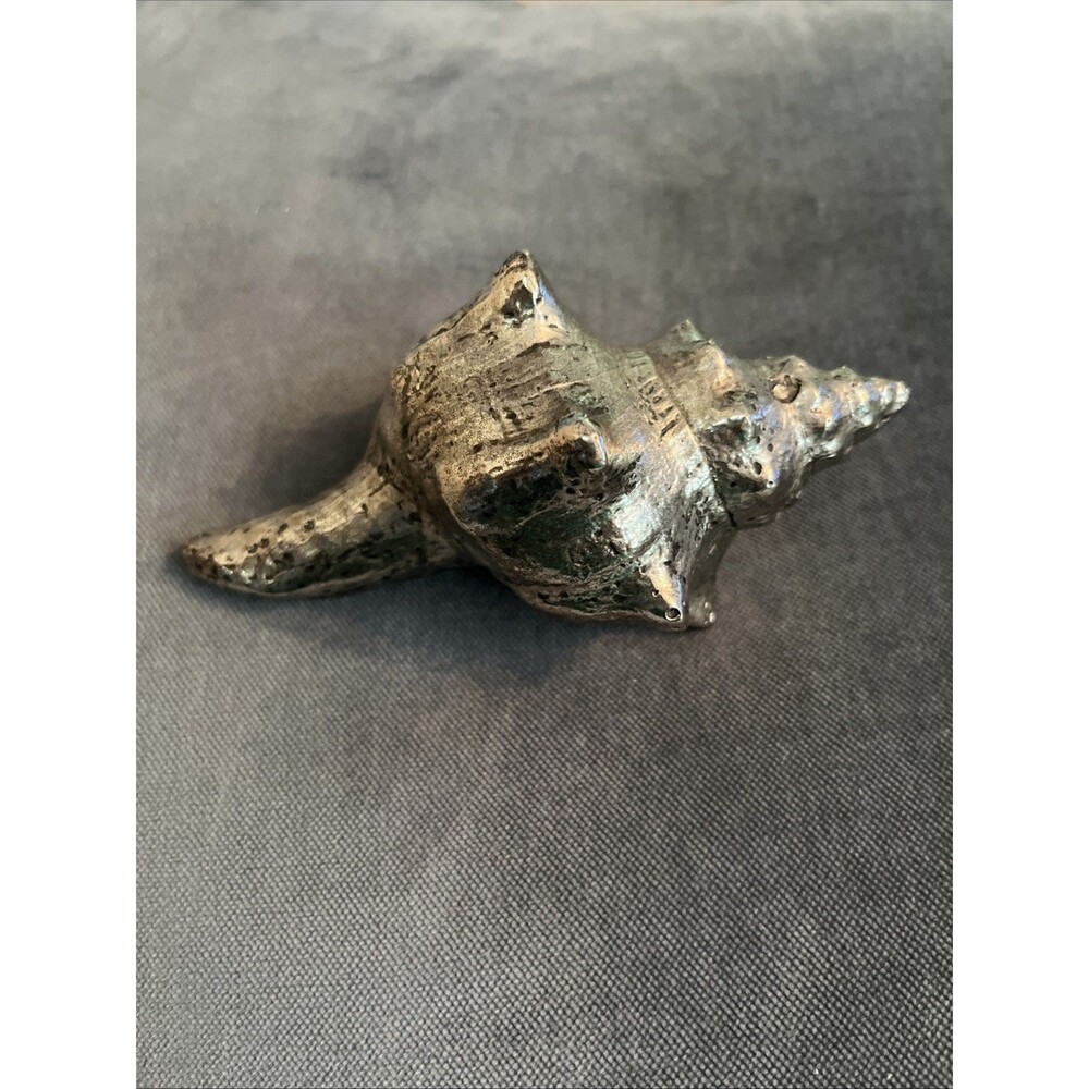 Silver Overlay Metal Coated 5" Sea Shell Conch Coastal Nancy Meyers Nautical